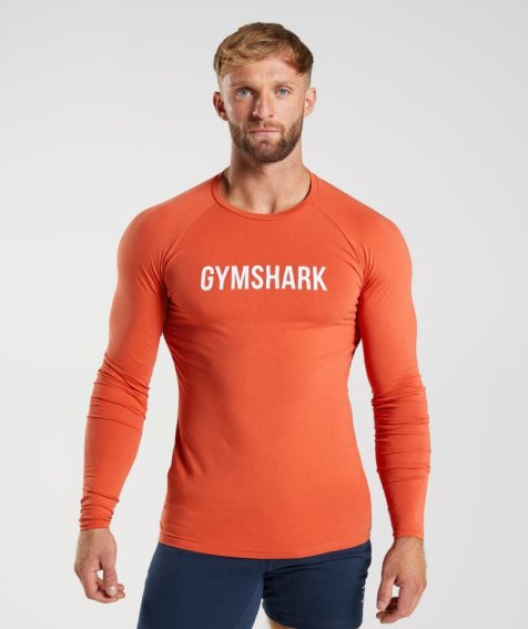 Men's Gymshark Apollo Long Sleeve T-Shirts Orange | CA 7D0516